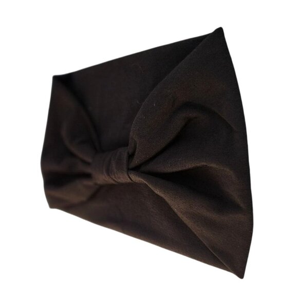 Black Knit Headwrap Hairband Soft Stretchy Headband Fabric Unisex Sweatband - Picture 6 of 8